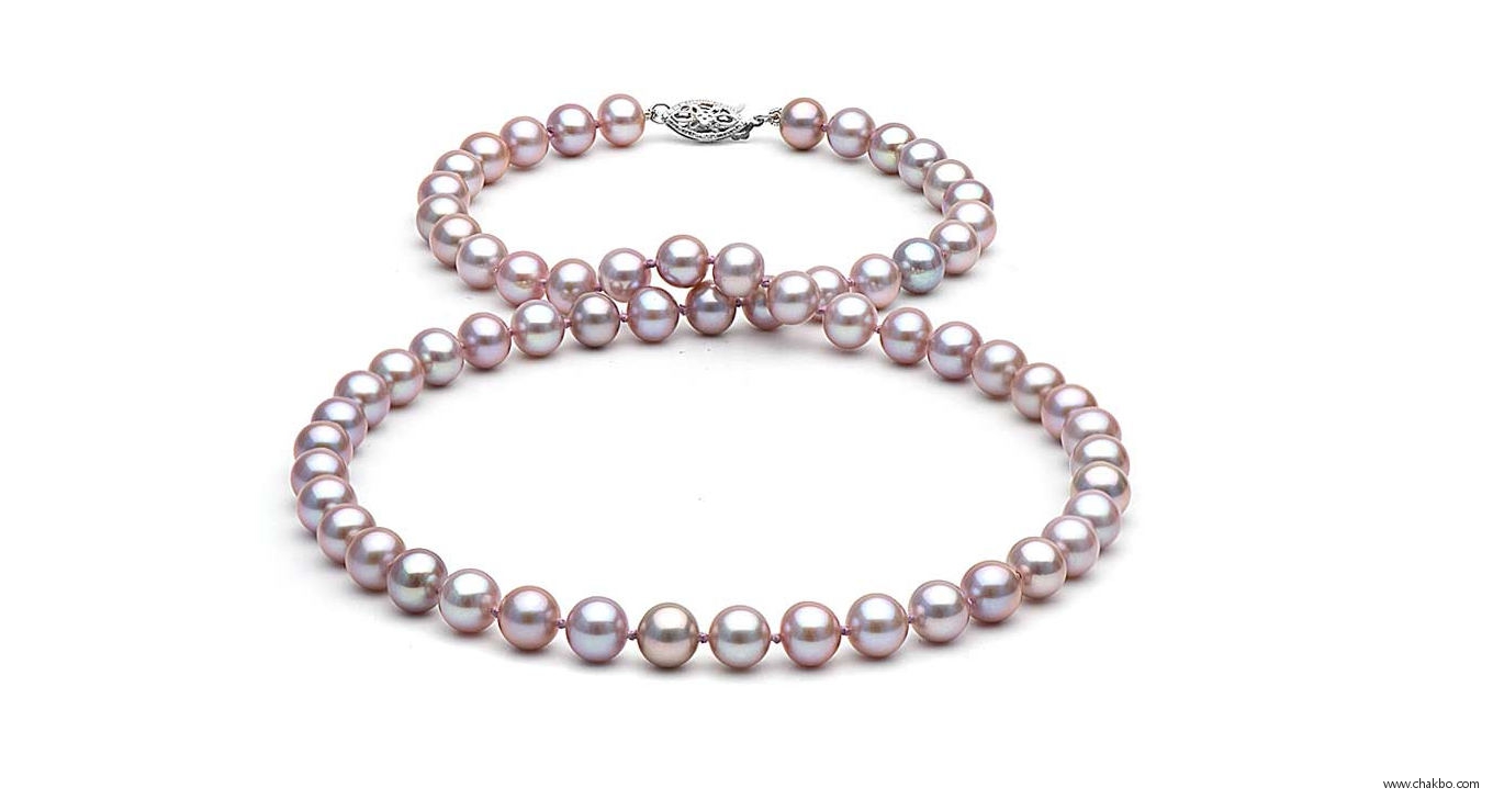 F0167L-Lavender Freshwater Pearl Necklace: 6.0-7.0mm