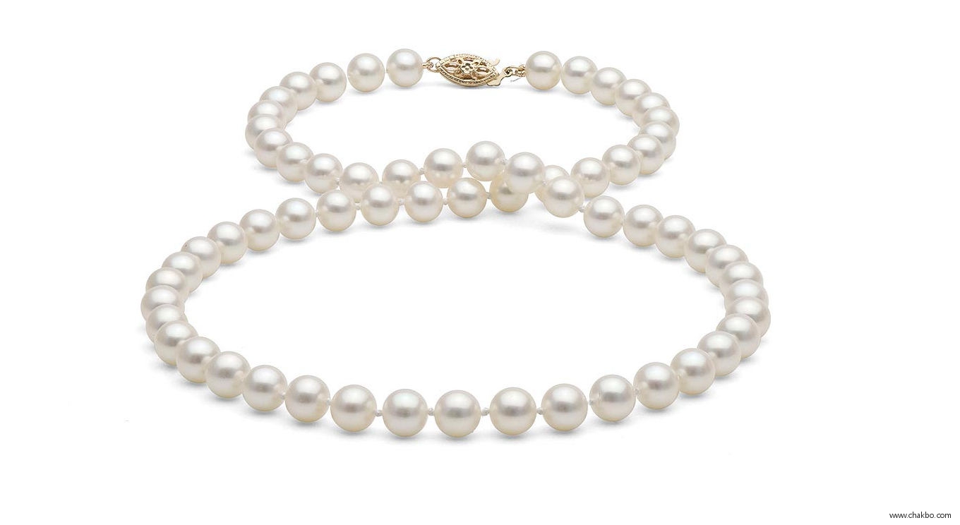 F0167W-White Freshwater Pearl Necklace: 6.0-7.0mm