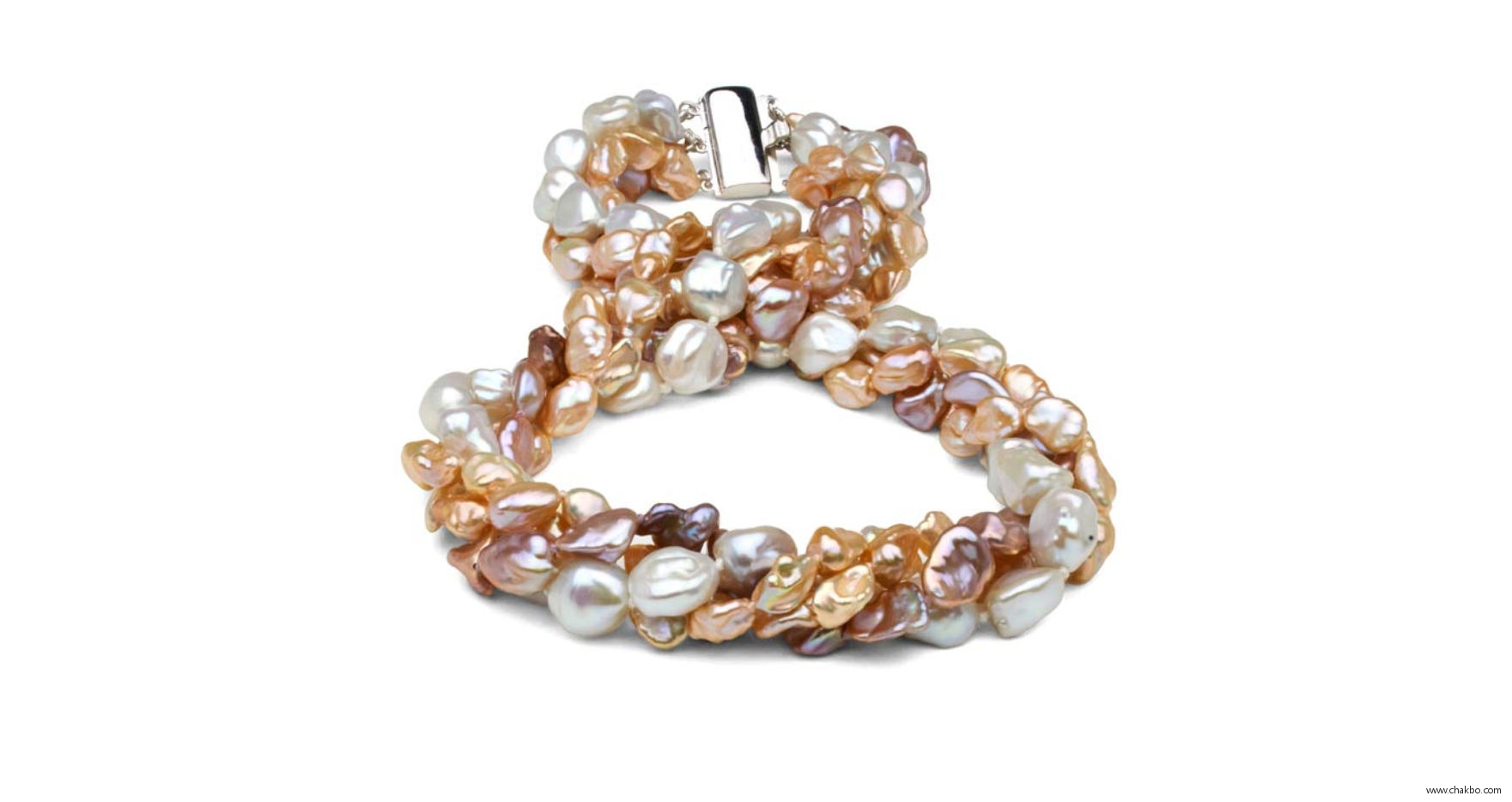 FR0609M4S-Multi-Color Freshwater Keshi 4-Strand Torsade: 6-9mm AAA