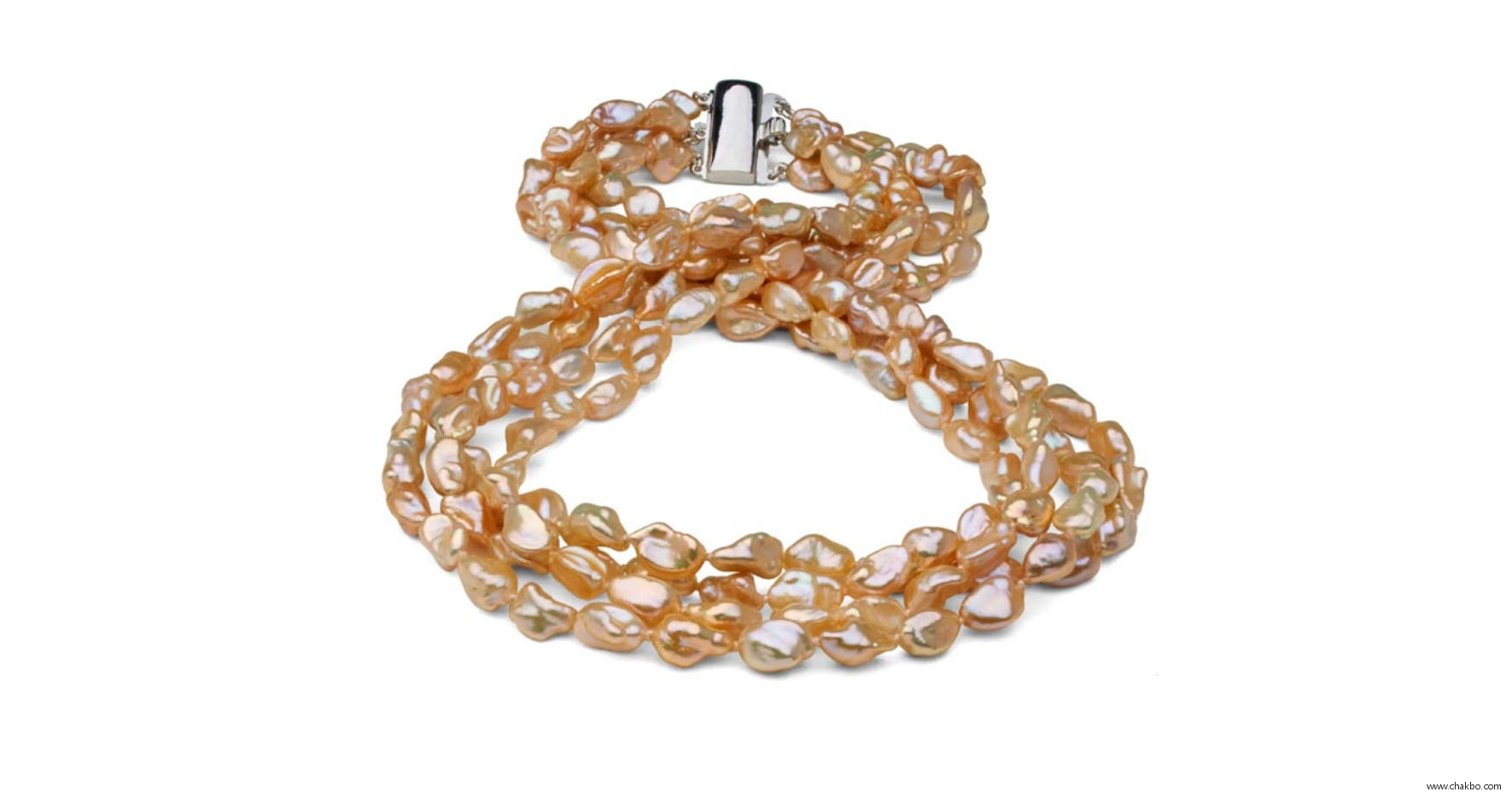 FR0608P4S-Peach Freshwater Keshi 4-Strand Torsade: 6-8mm AAA