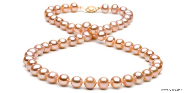 FR0708P-Pink/Peach Freshwater Pearl Necklace: 7.0-8.0mm