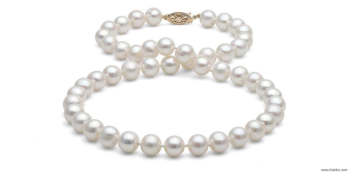 FR0708W-White Freshwater Pearl Necklace: 7.0-8.0mm